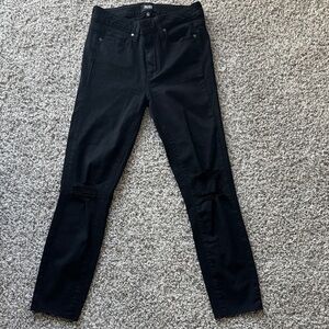 PAIGE Hoxton Ankle Black Ripped Denim Skinny Jeans size 27